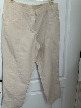 J. Jill Soft Cream Waistband Pull-On Pants Adjustable Length SZ 12